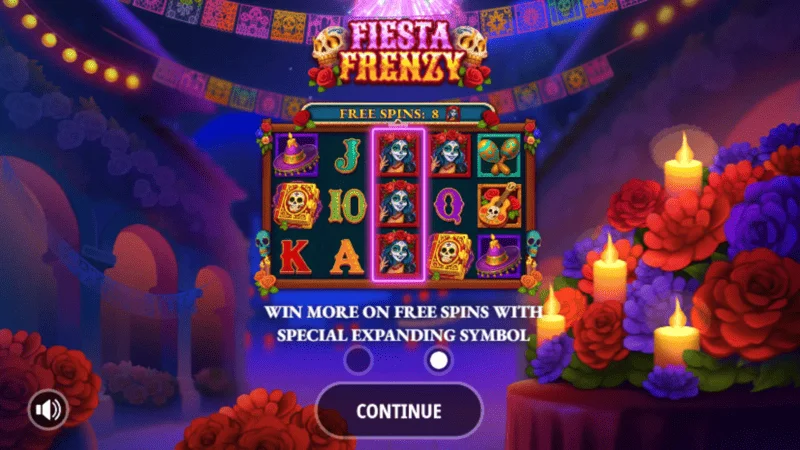 Fiesta Frenzy - főmenü és tétbeállítások